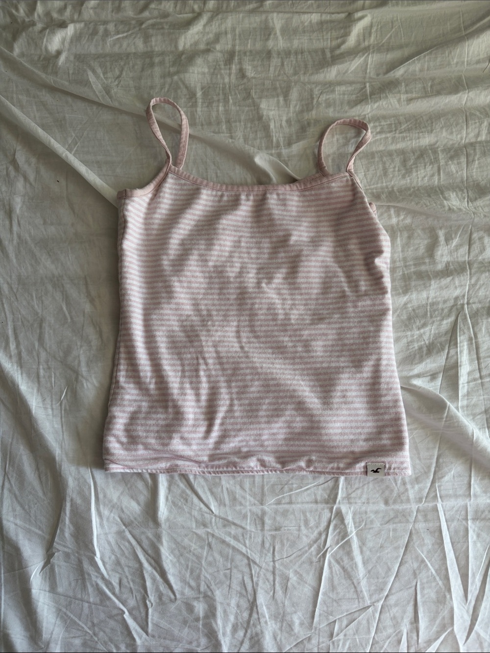 Hollister Pale Pink & White Striped Ribbed Cami